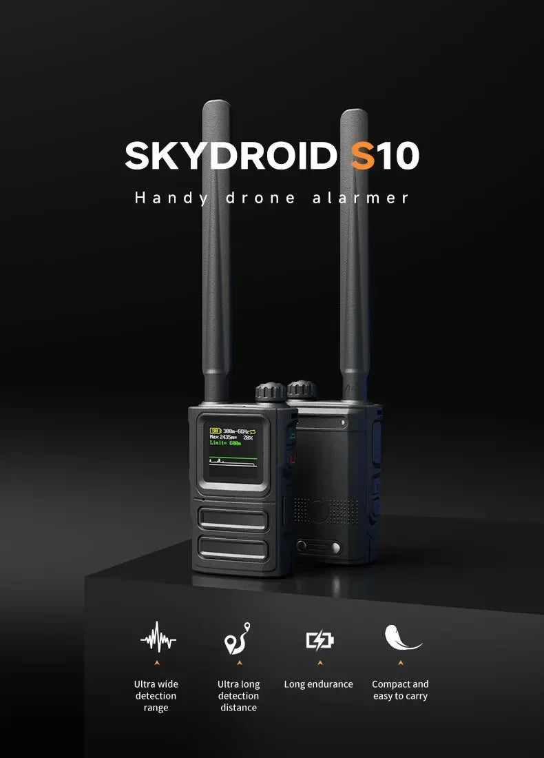 Skydroid S10 Handheld Drone Alarmer, 300MHz-6GHz 1km Detection 3000mAh 183g for Anti-Drone Security
