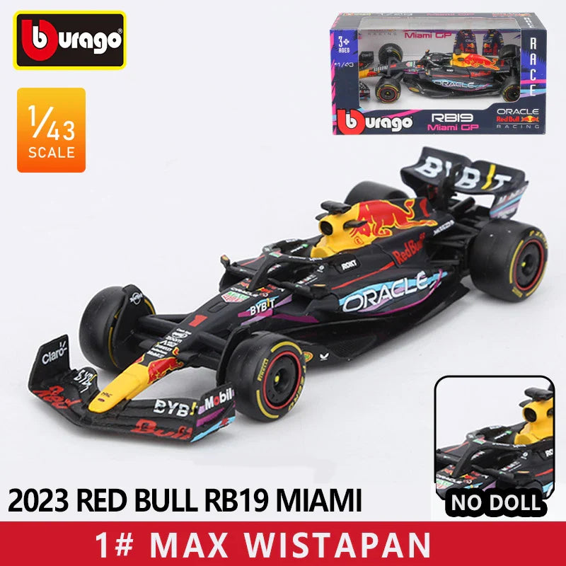 Bburago 1:43 Red Bull F1 Rb19 Las Vegas Miami 1 Verstappen 11 Perez Alloy Scaled Die-Cast Car Model Toys Collection Kid Gift