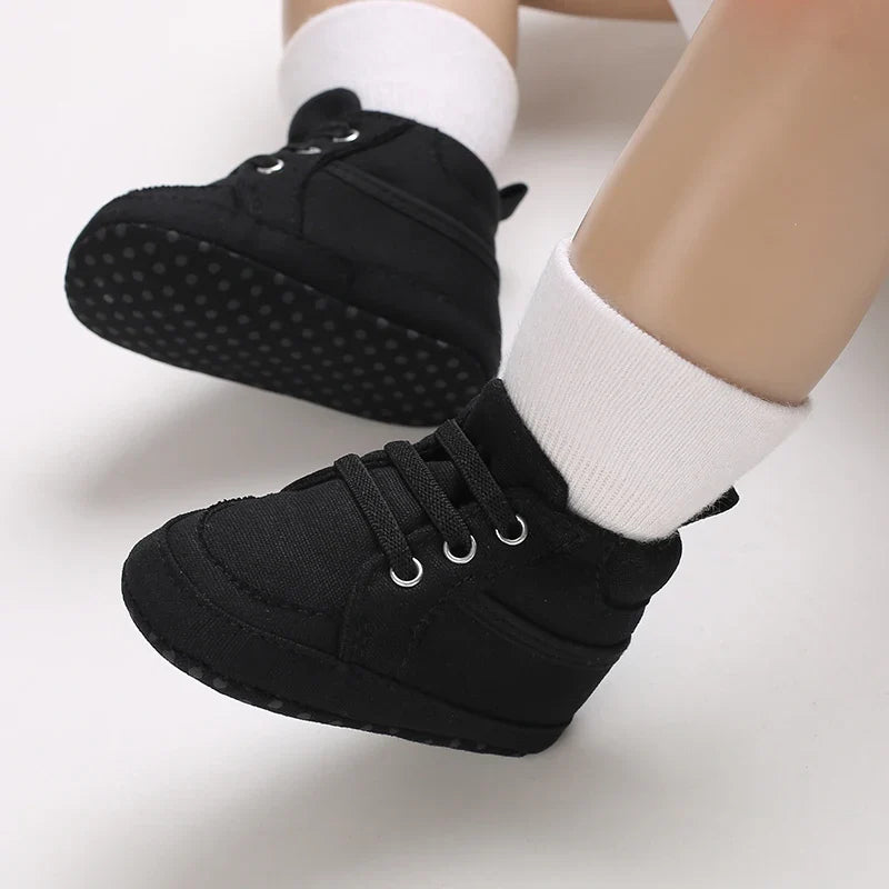 Baby Learning Walk Shoes, Striped PU Sports Shoes for Infants 0-18M, Soft Sole Lightweight Casual Footwear