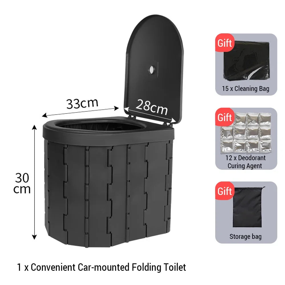 Outdoor Toilet for Camping Convenient Car-mounted Folding Toilet for Travel Adult Children and Elderly Potty Odor-proof Non-slip
