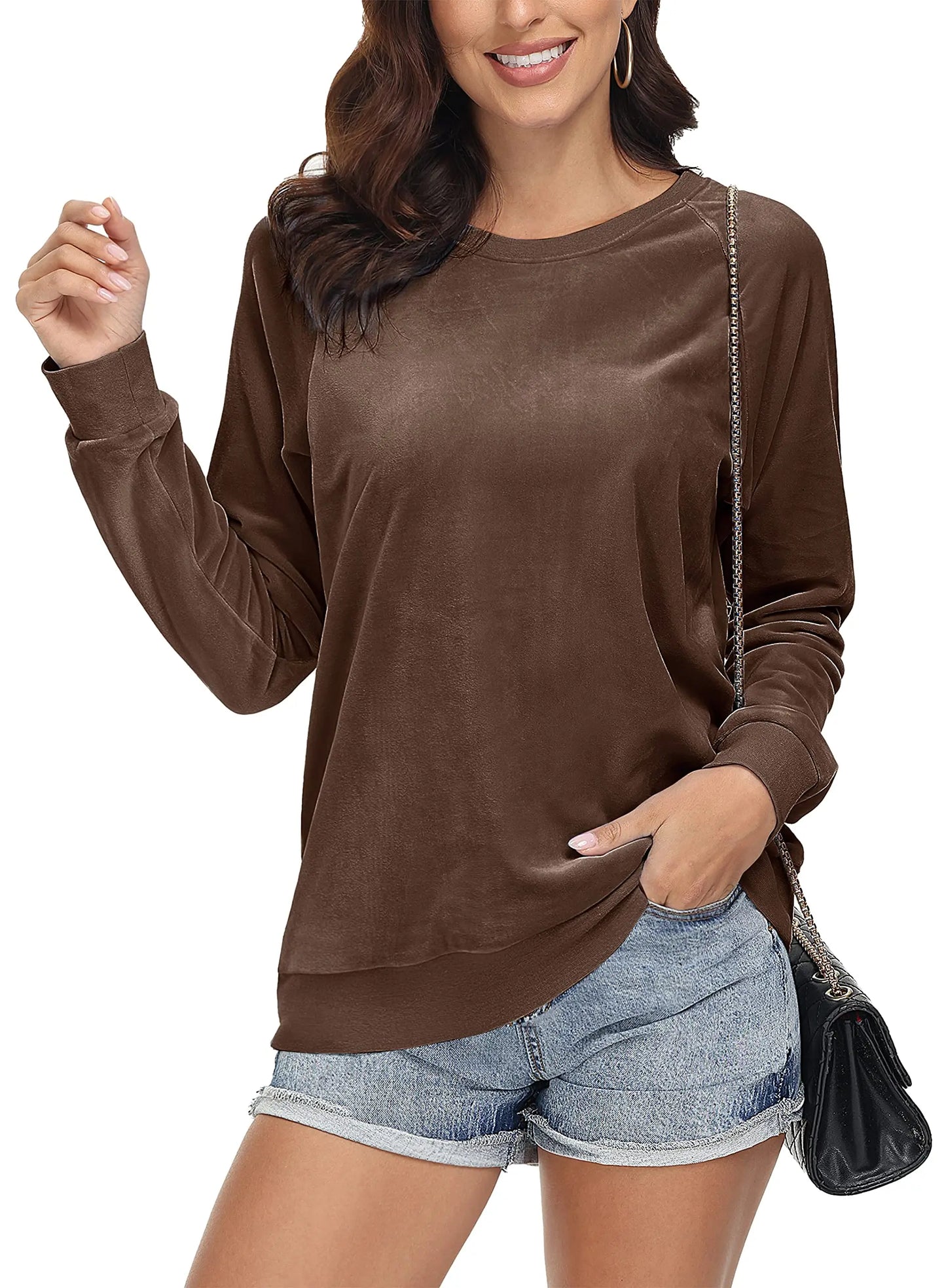 TACVASEN Spring Lightweight Crew Neck Pullover Womens Casual Soft Fuzzy Sweatshirts Warm Hoodies Sweet Streetwear Sports Tops