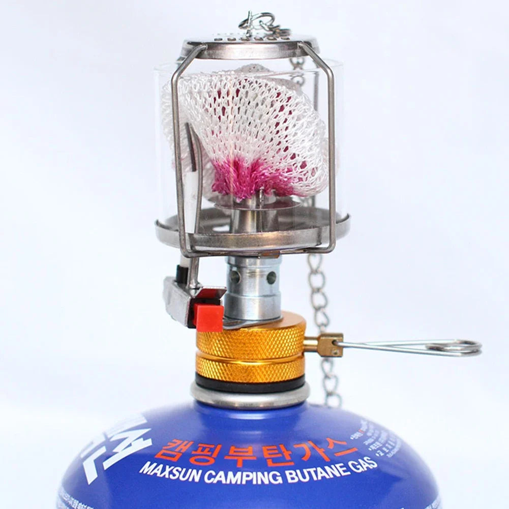 1 Set Gas Lamp Outdoor Camping Lantern Tent Lamp Hanging Glass Lamp Portable Adjustable Valve Gas Lantern For Camping Fishing