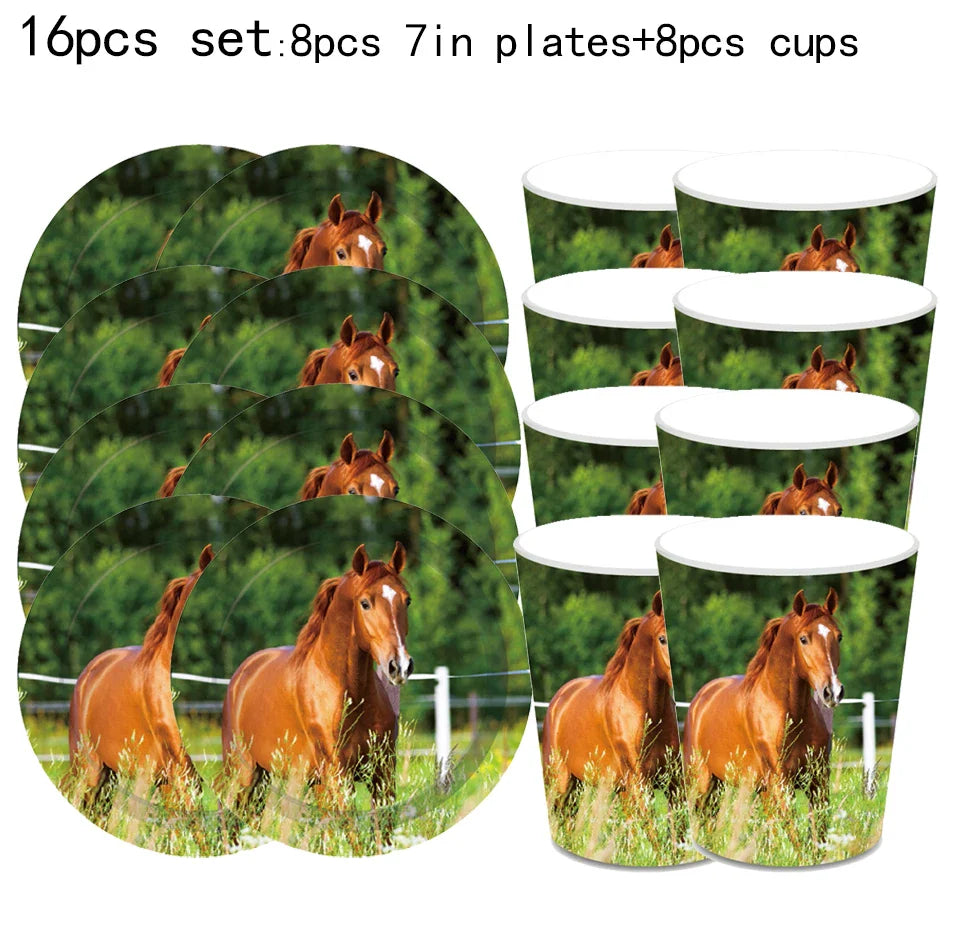Horse Pony Disposable Party Supplies Plates Cups Napkins Cake
