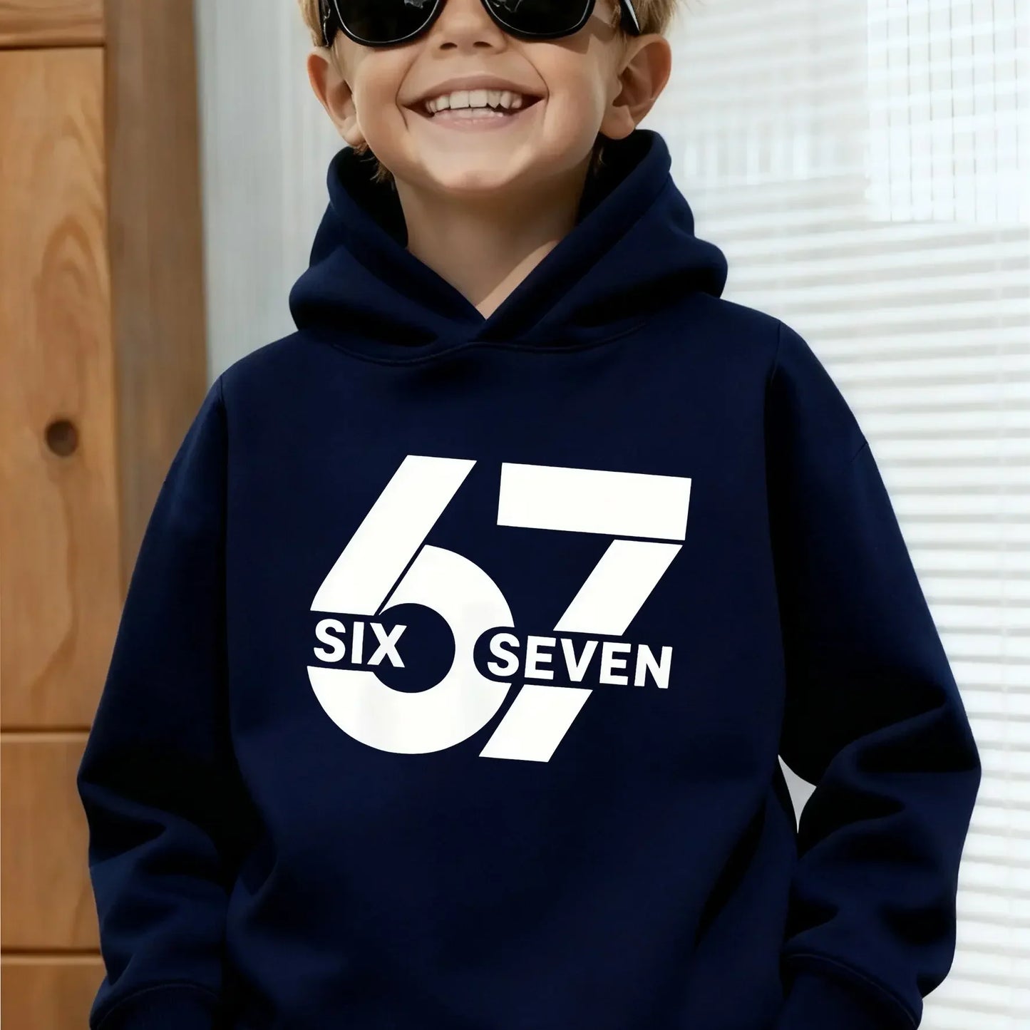 Unisex Graphic Fun 67 Hooded Pullover Sweater Long-sleeved.