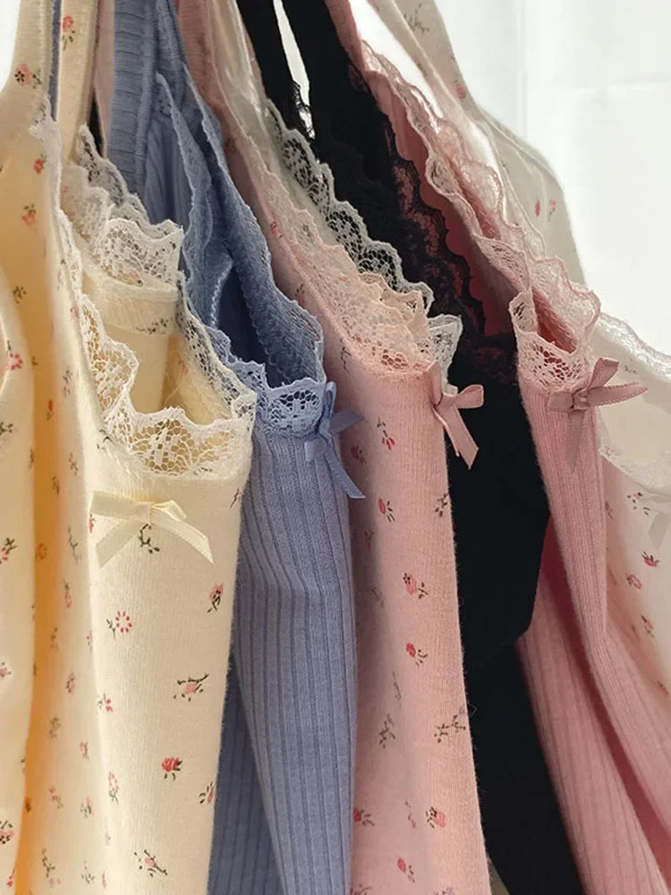 Camisole women's tops Summer short tops 2021 new Vintage lace slim warm joker ladies bottoming cute tops for women Camis