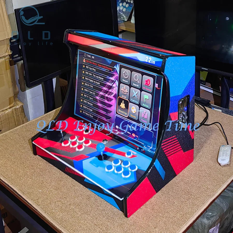 22" LCD Bartop Arcade Video Game Console, Built with SAGA PANDORA DX 26800 in 1, Coin Acceptor Joystick Button, 2 Players to TV