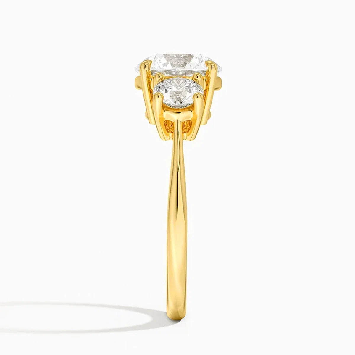 3 Stone D Color Moissanite Diamond Ring 14K Gold Engagement Wedding