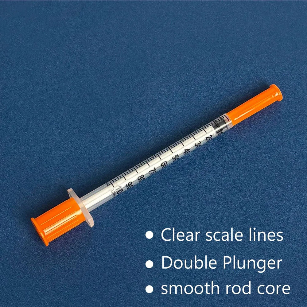 100Pcs 1ml Sterile Insulin Syringe, Individually Wrapped Plastic Syringe for Pet Veterinary Lab Industrial Dispensing