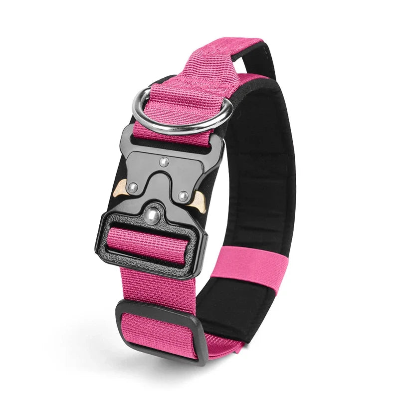 Adjustable Tactical Dog Collar with Metal Buckle Outdoor Walking Training Durable Nylon Collars for Medium Big Dogs Pet Supplies