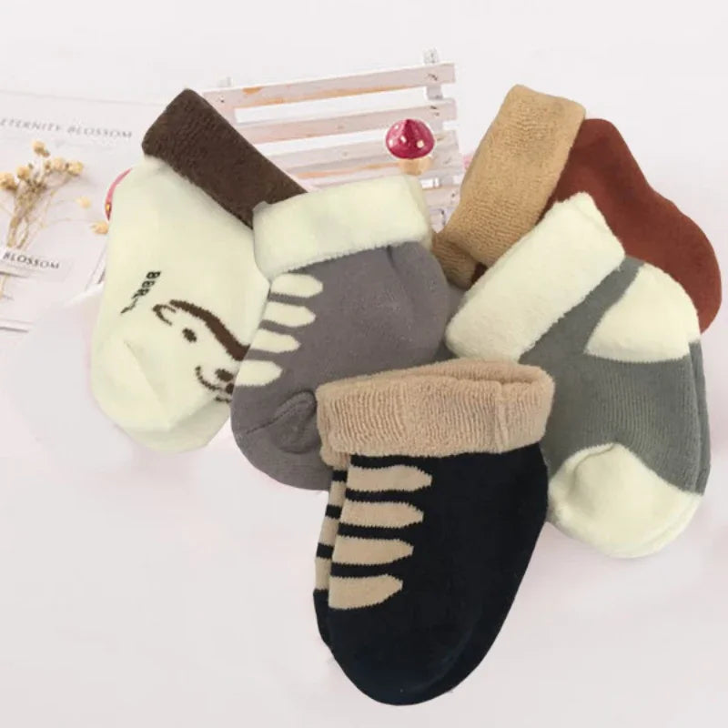 5pairs/lot Unisex Non-Skid Baby Shoe Socks 0-12months Cotton Baby Boy
