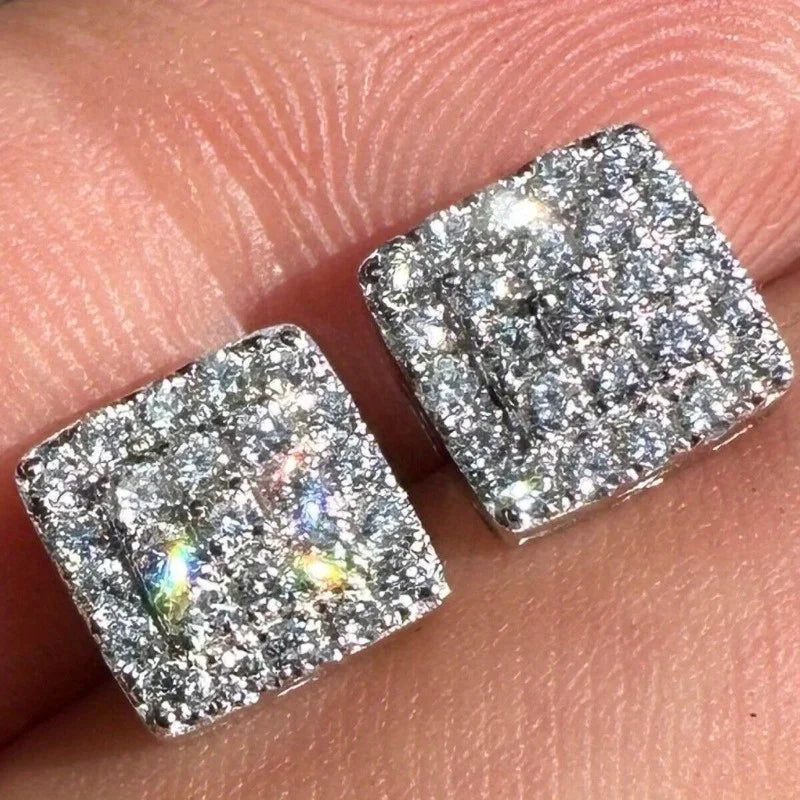 Delicate stud earrings for men and women Square accessories suitable for wedding parties go with everything