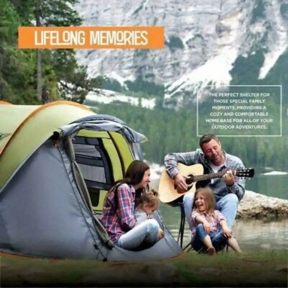 Camping Tent - 4-Person Easy Pop Up Tent with 2 Doors Waterproof