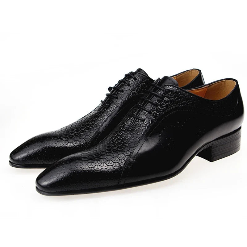 High Quality Formal Genuine Leather Shoes Men's Evening Wedding Comfortable Footwear Side Carving Shoes Black Brown Brogue