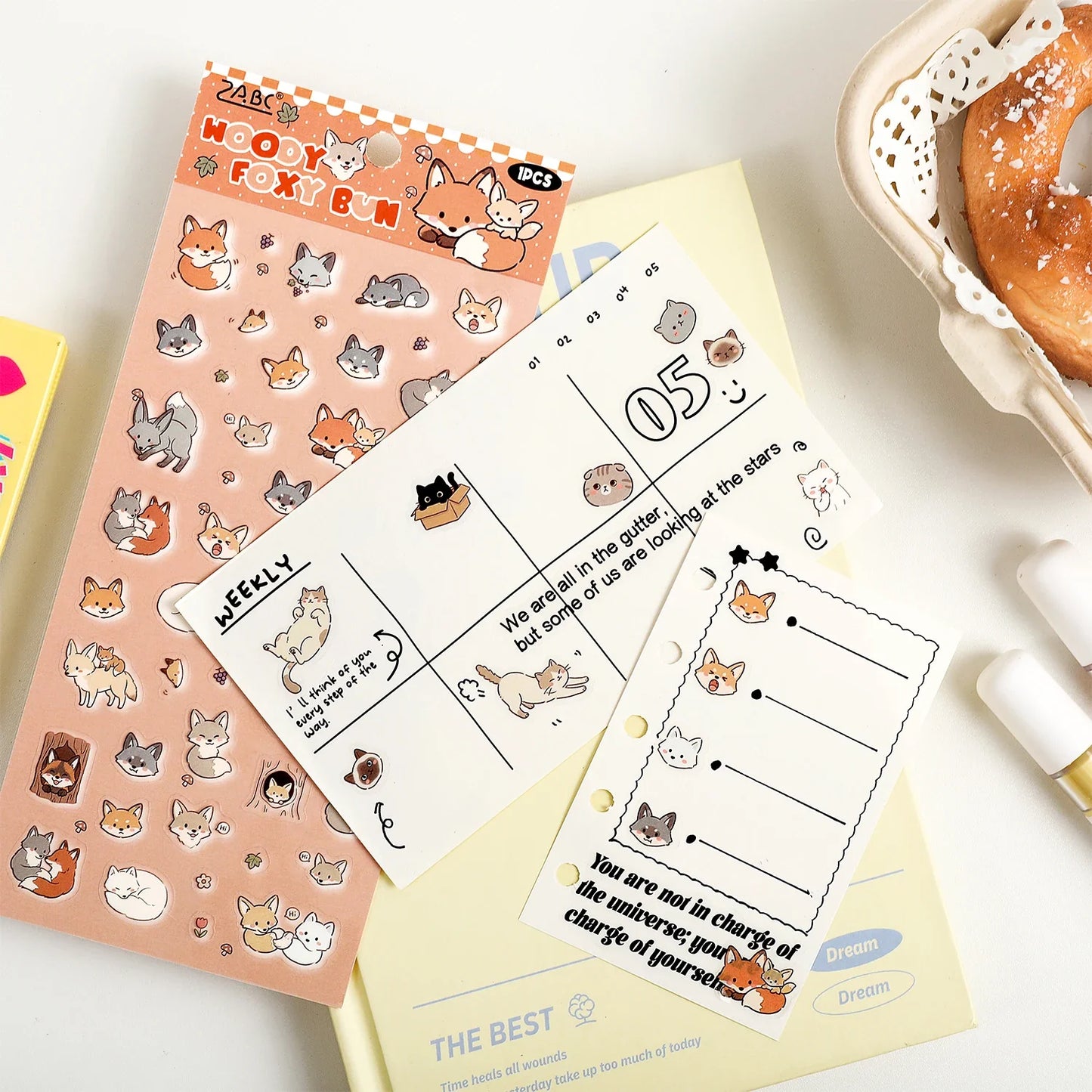 1 Sheet Kawaii Pet Clear PET Sticker, Mini Dog Cat Panda Rabbit Waterproof Strips for Scrapbook Journal DIY