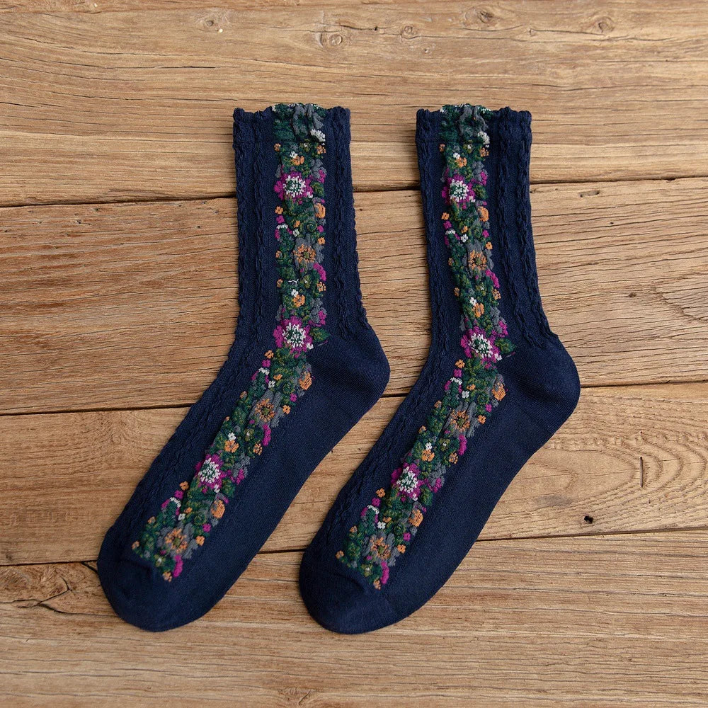 Autumn Winter Japanese Harajuku Woman Socks Popsocket Cotton with Flowers Funny Socks Women Kawaii Girls Calcetines Mujer 190