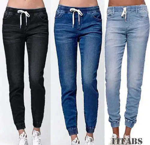 Casual Jogger Pants  Elastic Sexy Skinny Pencil Jeans For Women Leggings Jeans High Waist Women's Denim Drawstring Pants