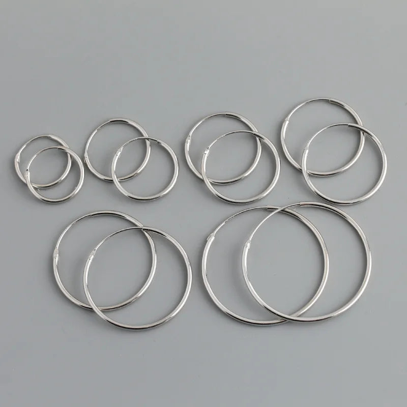 TrustDavis Real 925 Sterling Silver Earring Fashion Simple Korean Hoop Earrings For Women Charming Chic Party Fine Jewelry DD455