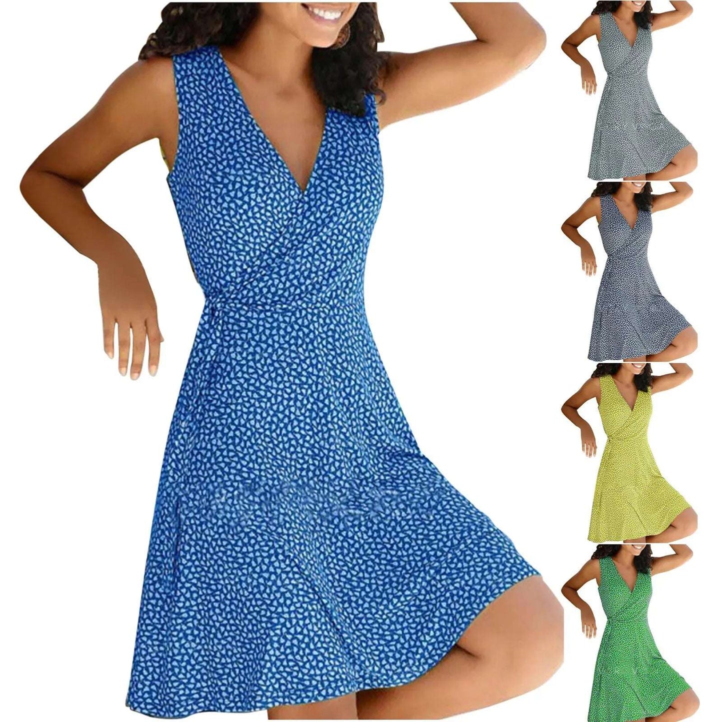 dresses for women 2024 casual plus size Women's Floral Wrap V Neck Midi Dress A Line Swing Cap Sleeve Midi vestidos de fiesta