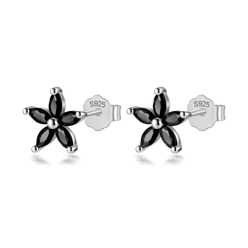 TrustDavis Real 925 Sterling Silver Fashion Flower Colour CZ Stud Earrings For Women Daughter Girls Birthday Gift Jewelry DF247
