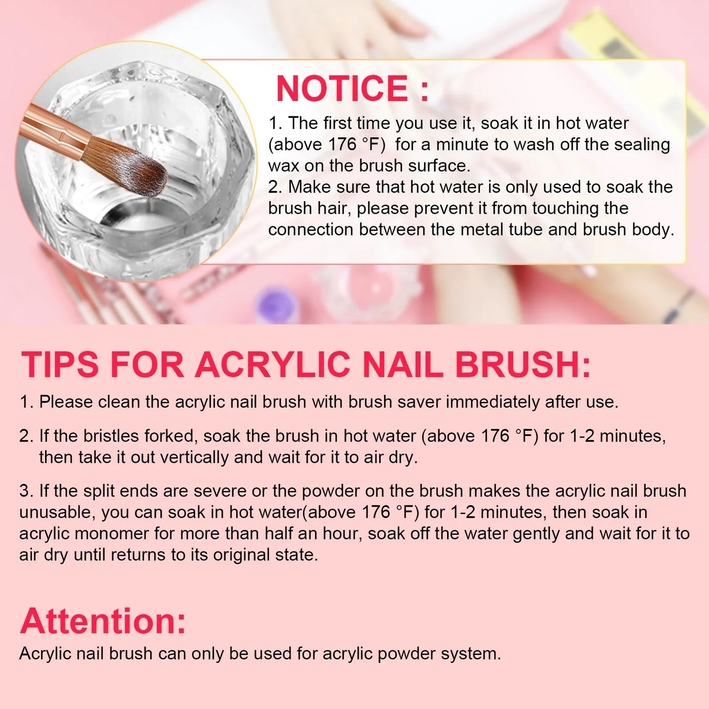 Saviland 7pcs Acrylic Nail Brush Set Size4/6/8/10/12/14/16 Acrylic Brushes for Acrylic Application Acrylic Powder Nail Art