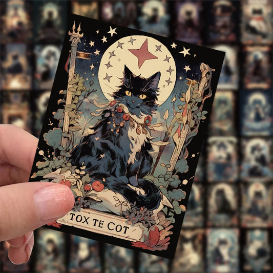 10/30/60pcs Cartoon Cat Tarot Card Stickers Waterproof Graffiti Car Skateboard Laptop Vinyl Cool Goth Decoration Sticker Decals