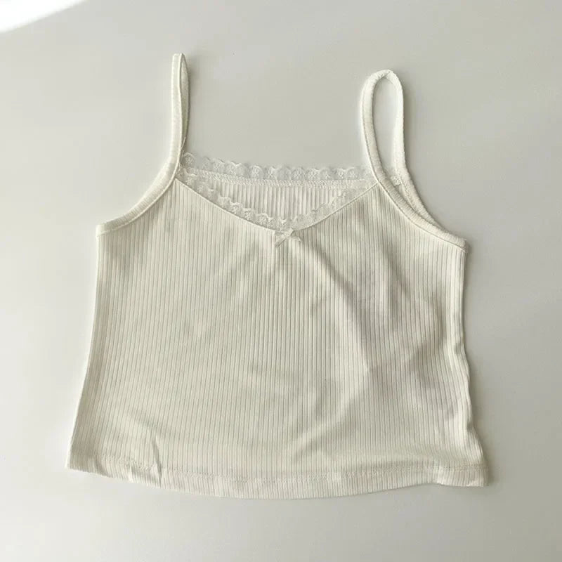 Camisole women's tops Summer short tops 2021 new Vintage lace slim warm joker ladies bottoming cute tops for women Camis
