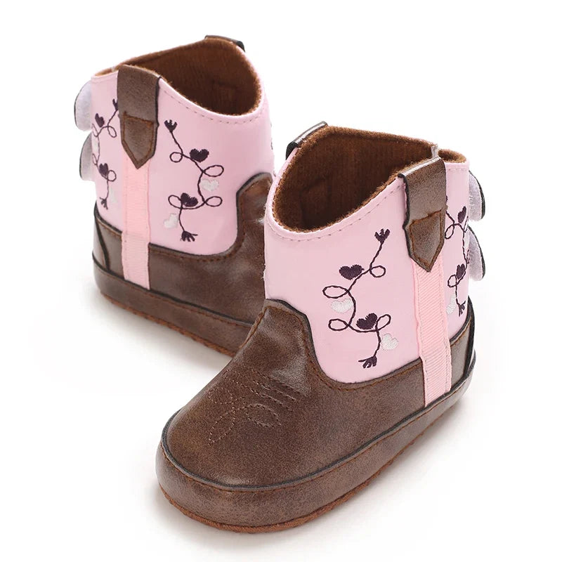 Western Denim Baby Winter Boots, Fashion Warm Casual First Walkers Shoes for Boys Girls 0-18 Months ﻿