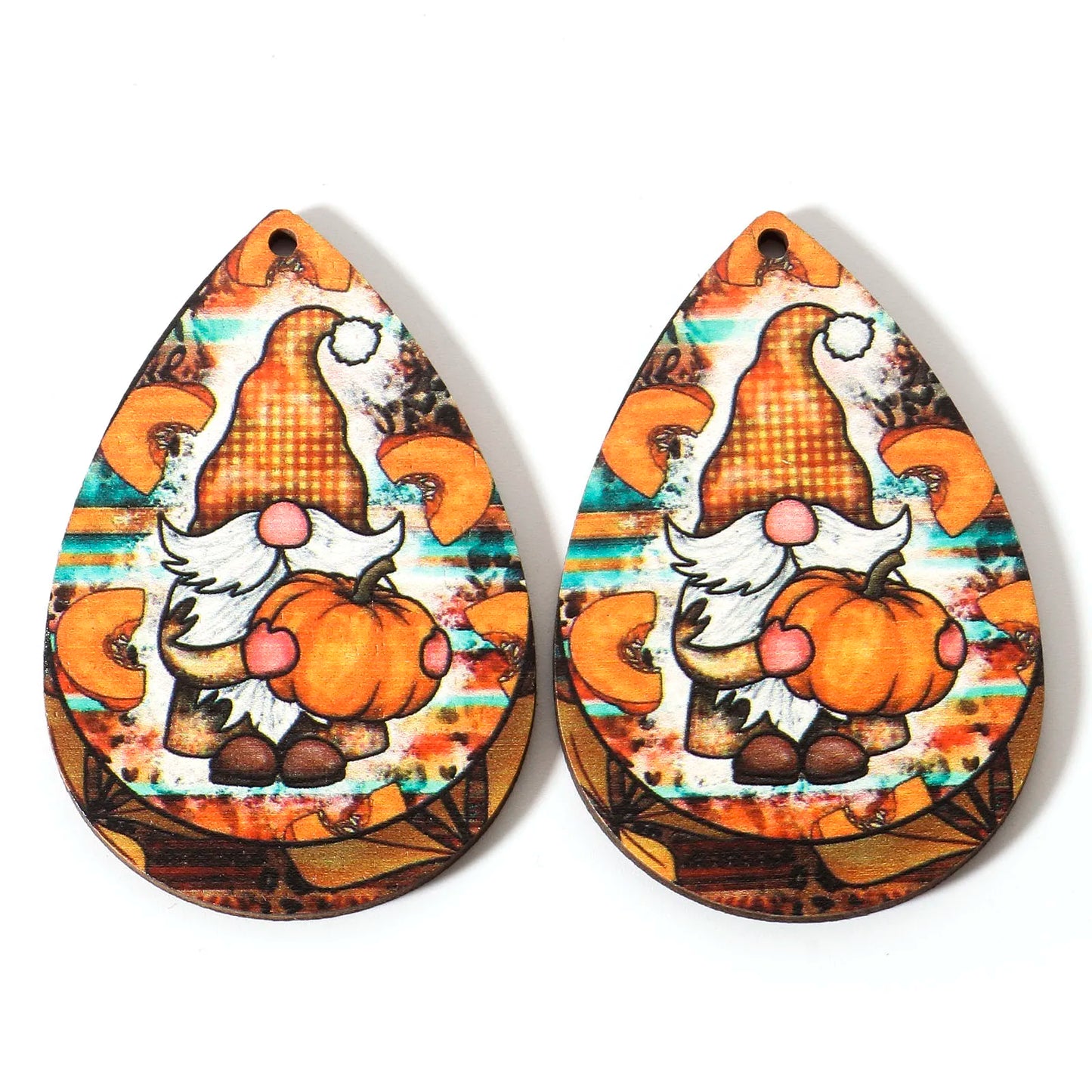 10pcs Multicolor Christmas Wood Pendants Drop Shaped Christmas Tree Snowman Charms DIY Earrings Women Jewelry Gift 5.4cm x 3.7cm