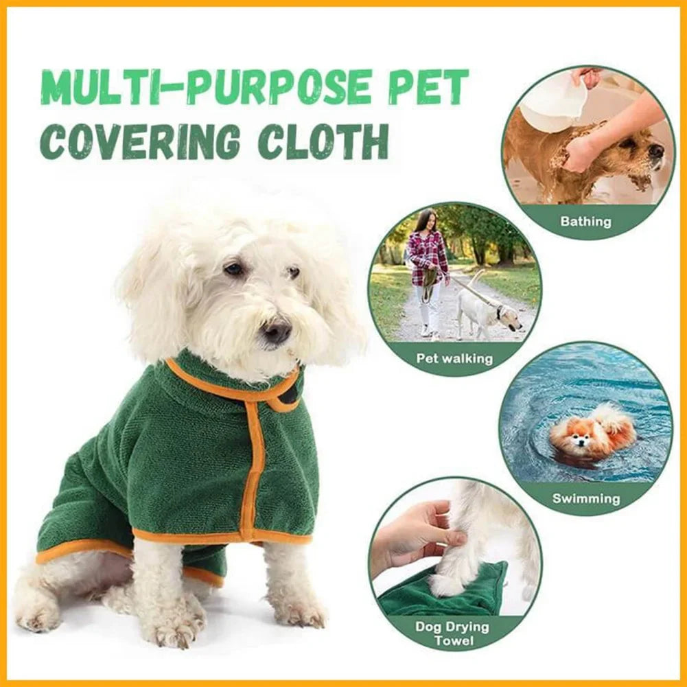 Dog Bathrobe Bath Towel Robe Absorbent Soft Towel for Large Medium Small Dog Quick Dry Adjustable Drying Coat Pet Accessories