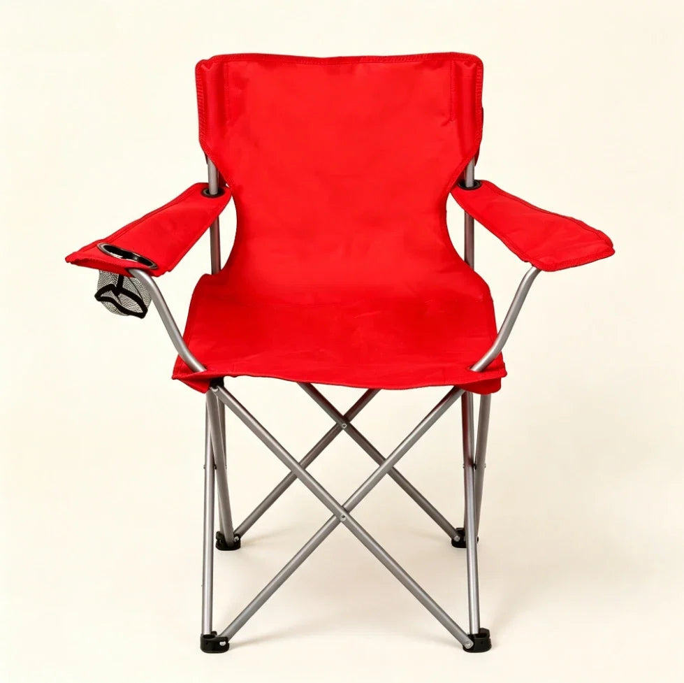 ICUTE-Ozark Trail Quad Folding Camp Chair with Cup Holder, Bright Red