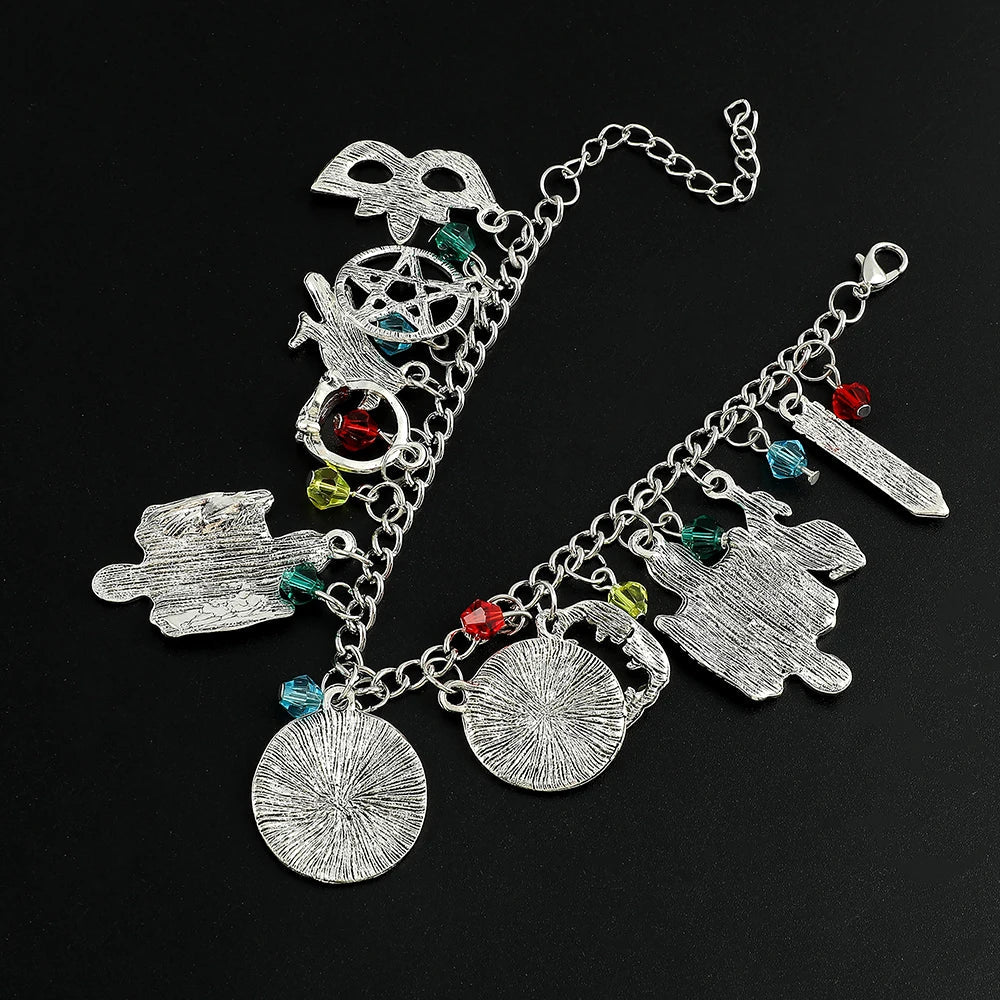 TV The Vampire Diaries Pendants Bangle Bracelet Mask Pentagram Link Chain Bracelets for Women Halloween Accessories