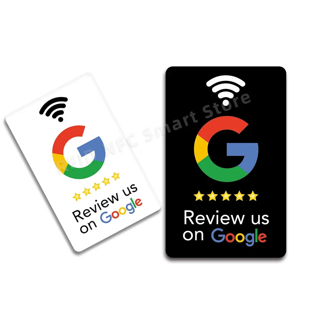 nfc tag 13.56Mhz Programmable Google Review Card NFC station table NFC Google Reviews display bending card standing bracket