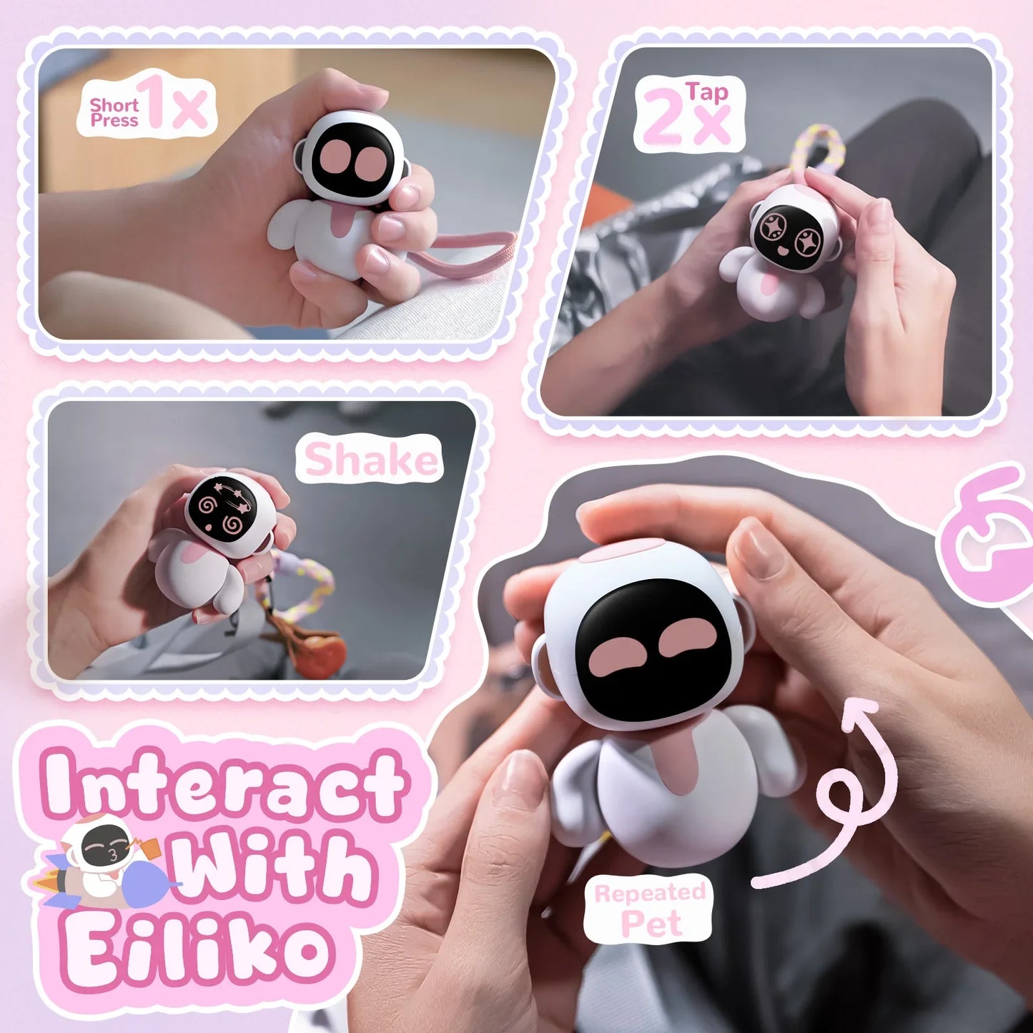 Eiliko Coral Pink - Your Tiny AI Charm Robot That Matches Every Daily Outfit, Fun Electronic Pendant Toys, for Couples and Best Friends.