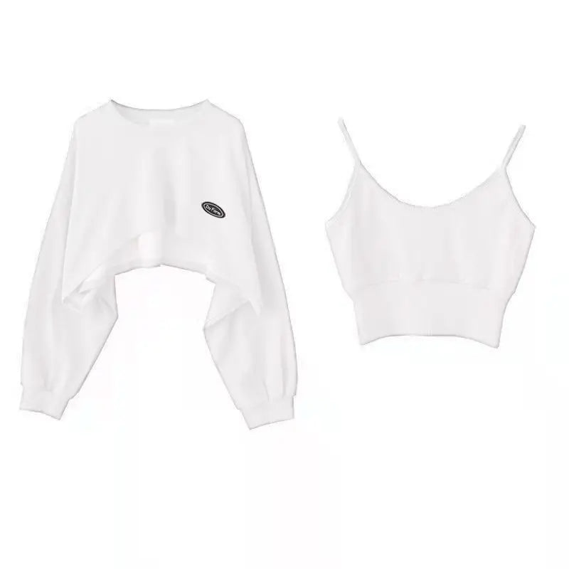 Two Piece Top Spring and Autumn Short Sweater Women's Spicy Girl Style Design Sense Bat Sleeve 2023 New Popular Coat