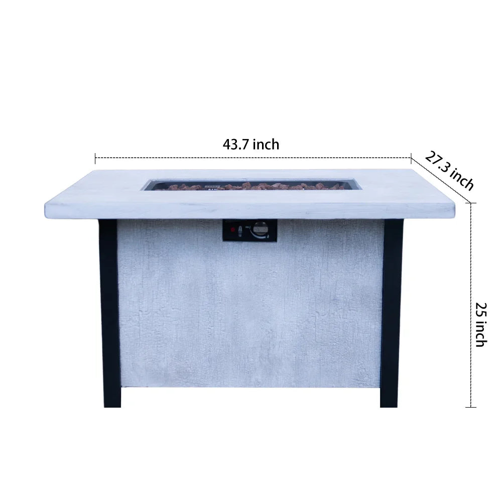 44" W x 25" H Outdoor Patio Propane Gas Fire Pit Table - 50,000 BTU High-temperature-resistant carving process