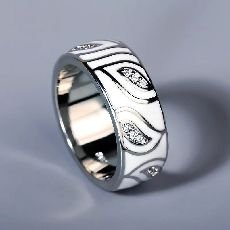 2024 New Silver Rings for Women Creative Handmade Enamel Craft Women's Rings 925 Silver Women's Party Jewelry Epoxy Craft