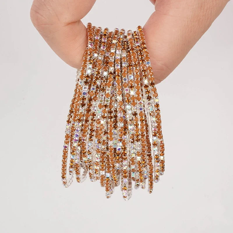 5pcs Fashion Colorful Acrylic Crystal Rhinestone Elastic Bracelet for