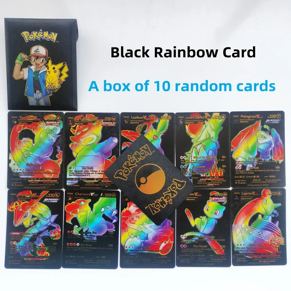 2024 new A Box of 10Pcs Pokemon Cards Gold Foil Card Gold Vmax Vstar V Energy Card Charizard Pikachu Rare Series Battle Coach