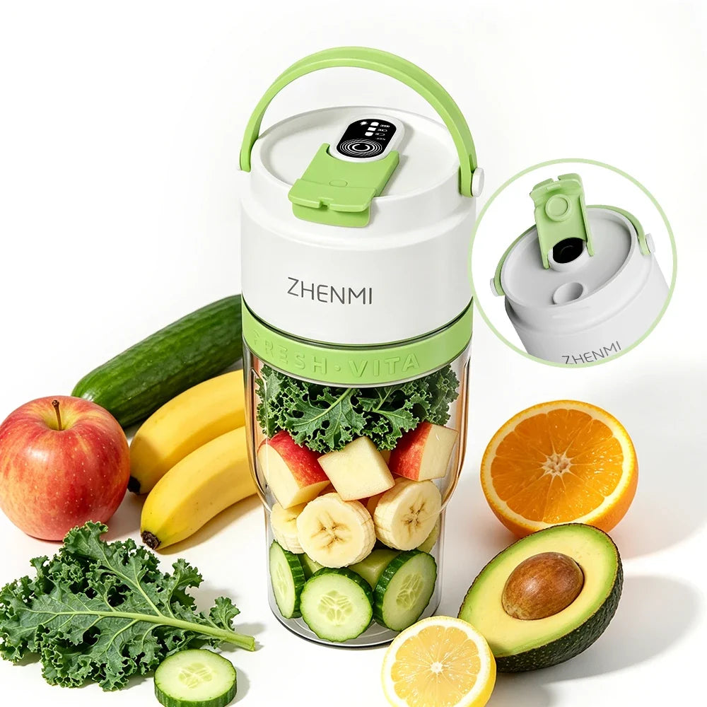 ZHENMI J27 BPA-Free Cordless Portable Personal Blender – 24oz Ice Crushing Blender for Shakes & Smoothies, USB Rechargeable, Lightweight & Compact Design with Modern Look, Easy to Clean, Fits Most Cup Holders & Backpacks, D
