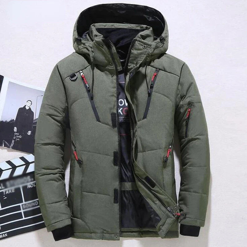-20 Degree Down Jacket Male  Parkas White Duck Down Jacket, Hooded Thick Warm Padded  Coat Oversize M-4XL.