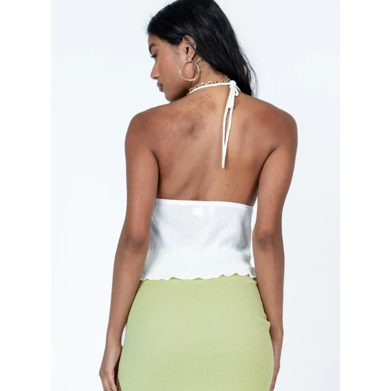 Vest Y2K Top Clubwear New Halter Lace-up Camisole Sexy Lady Backless Tanks Summer Split Crop Top Camis Tank  New