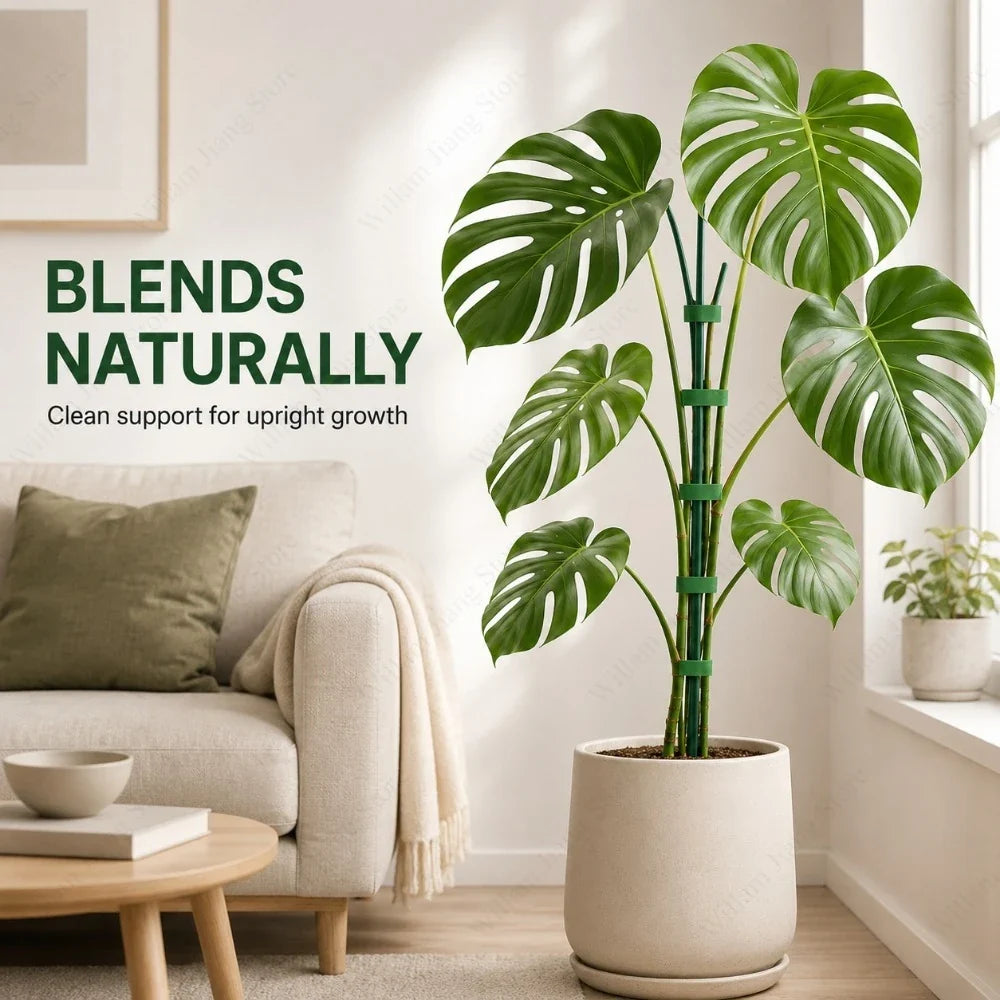 Climbing Plant Support Stakes Stackable Tall Poles with Ties Durable Plant Stem Holder for Indoor Outdoor Balcony Gardening