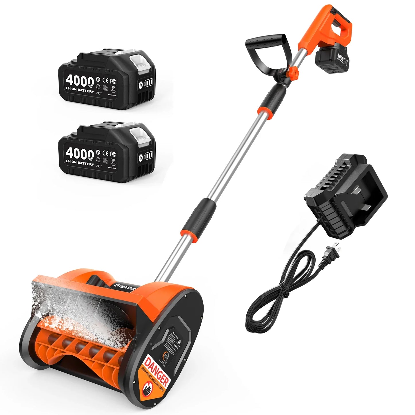 8000mAh Battery Powered 12x6-inch Electric Snow Shovel ,16.5ft Distance.