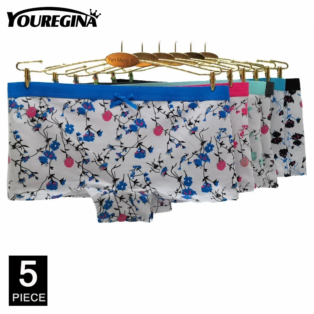 Women Underwear Cotton Women Panties Solid Girls Boxers Shorts Boyshorts Knickers Ladies Seamless Lingerie M L XL 5 Pcs/Lot