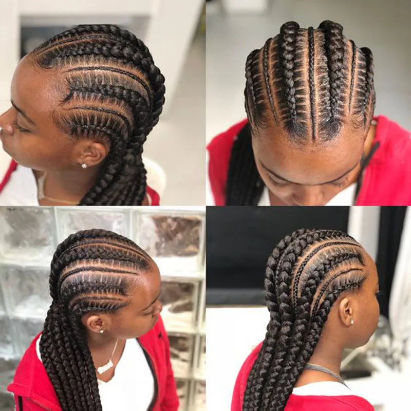 36 Inches Cornrows Braided Wigs Synthetic Full Lace Wig For Black Women Jumbo Braided Wigs Lace Frontal Faux Locs Box Braids Wig