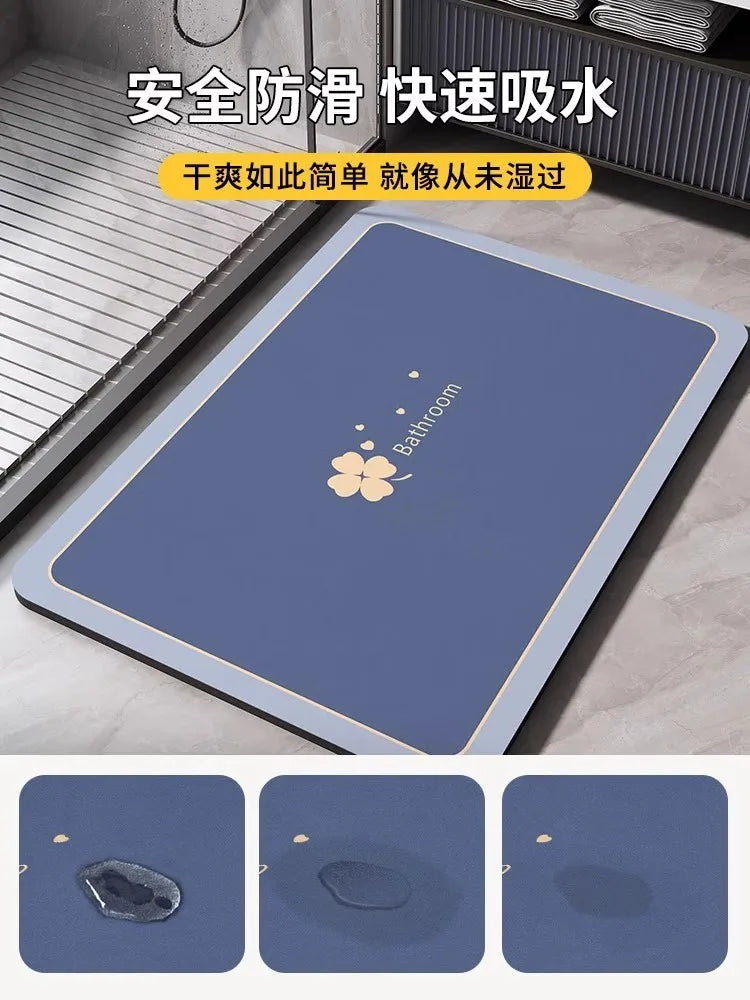 Bath Mats Bathroom  Anti Slip Floor Mat Quick Dry Shower Toilet Rug