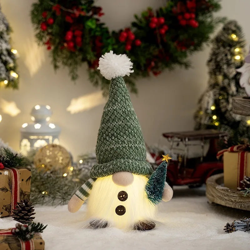 30CM Glowing Knitted Gnome Doll with Led Night Light Christmas Decorations 2024 Home Xmas Tree Decor Navidad New Year 2025 Gift