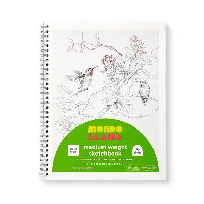 8.5"X11" Medium Weight Sketchbook - : Twin-Wire, Acid-Free, Soft Cover, 70 Pages 11 Inch White for Home Office School Essentials