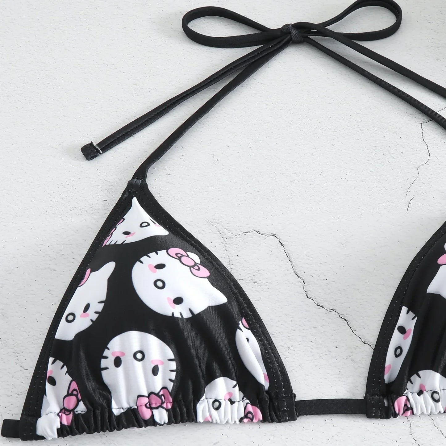 Hello Kitty Bikinis Set Kawaii Y2K Summer 2024 New Women Swimsuit Beach Strappy Panties Sexy Swimwear for Girl