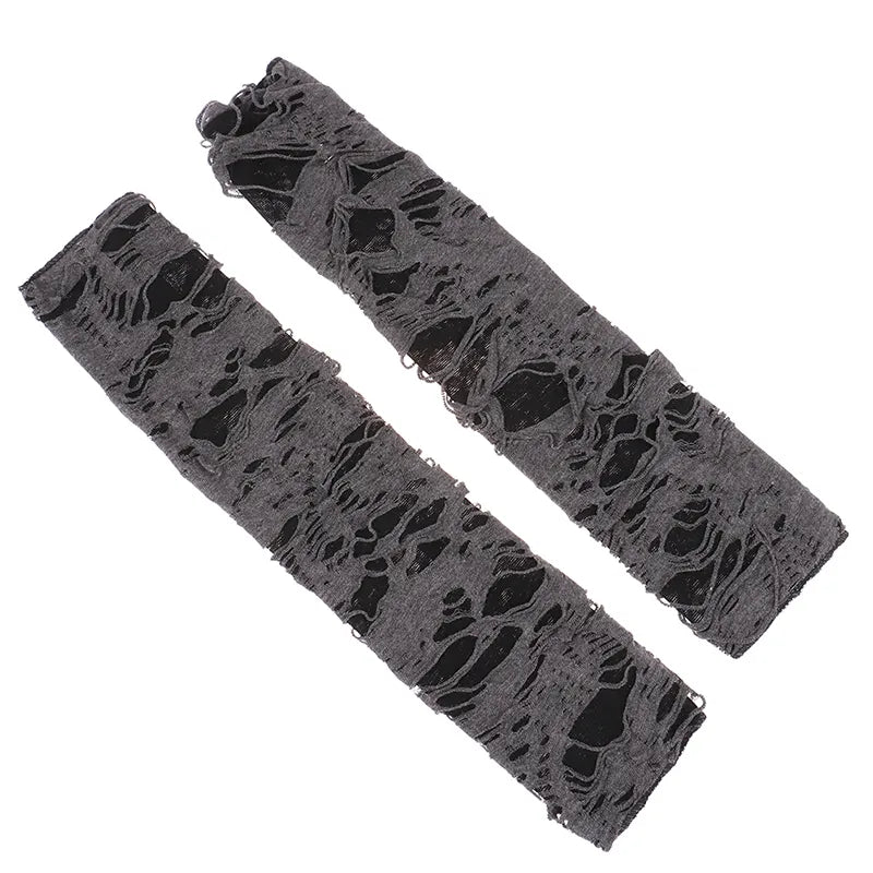 Casaul Broken Slit Gloves Sexy Gothic Fingerless Gloves Halloween Gloves Black Ripped Holes Decor Cosplay Gloves For Adults